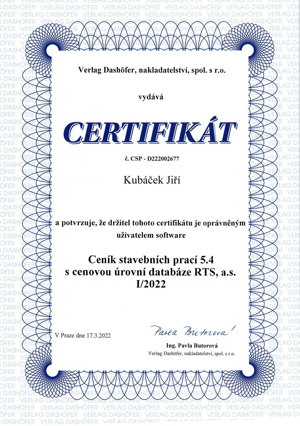 certifikát